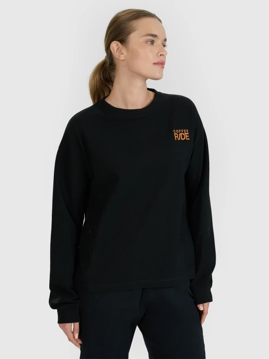 Zdjęcie produktu 4F Longsleeve oversize z nadrukiem damski - czarny XS