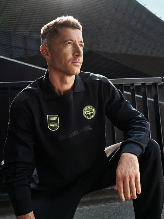 Zdjęcie produktu 4F Longsleeve polo męski 4F x Robert Lewandowski - czarny XL
