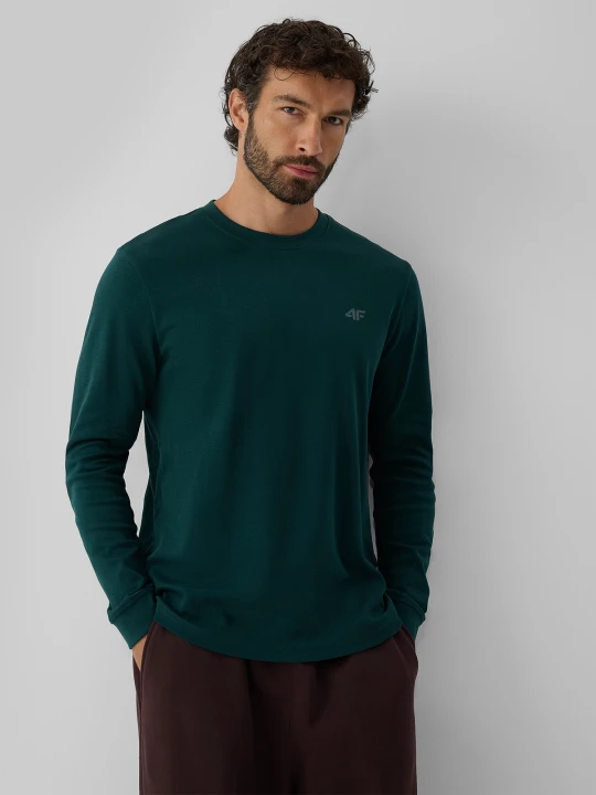 Zdjęcie produktu 4F Longsleeve regular gładki męski - zielony S