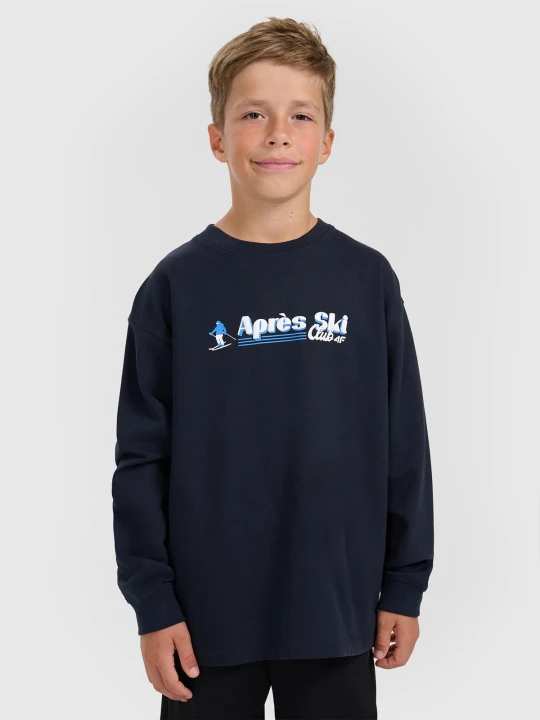 Zdjęcie produktu 4F Longsleeve regular z nadrukiem chłopięcy - granatowy 128 (7-8 lat)