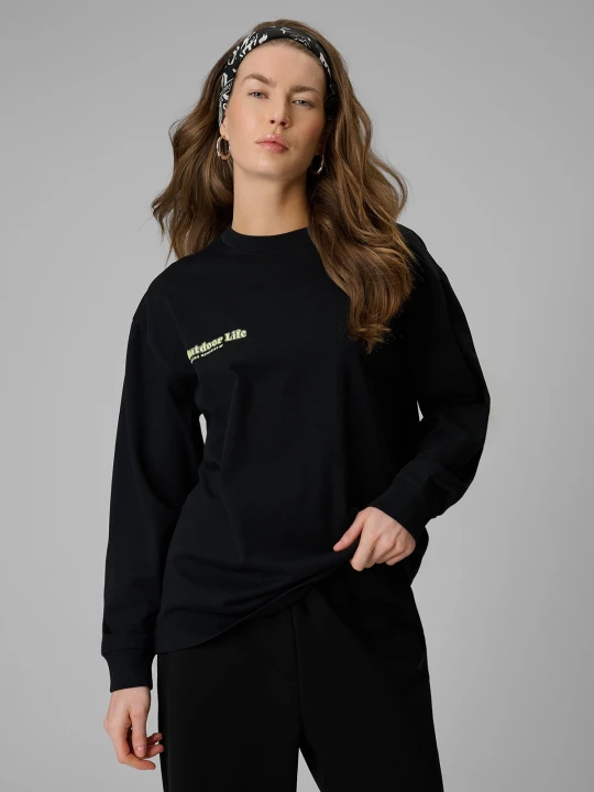 Zdjęcie produktu 4F Longsleeve regular z nadrukiem damski - czarny M