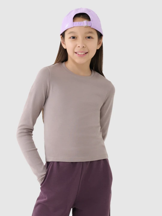 Zdjęcie produktu 4F Longsleeve slim gładki dziewczęcy - beżowy 122 (6-7 lat)
