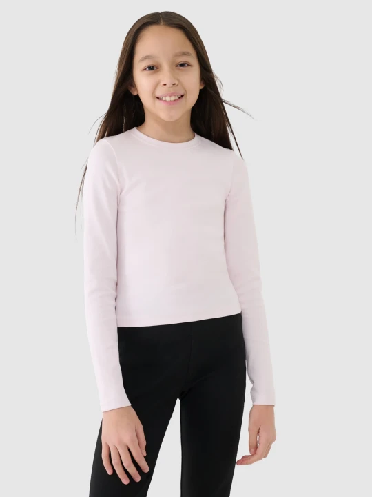 Zdjęcie produktu 4F Longsleeve slim gładki dziewczęcy - beżowy 122 (6-7 lat)