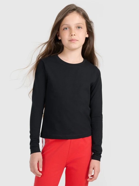 Zdjęcie produktu 4F Longsleeve slim gładki dziewczęcy - czarny 134 (8-9 lat)