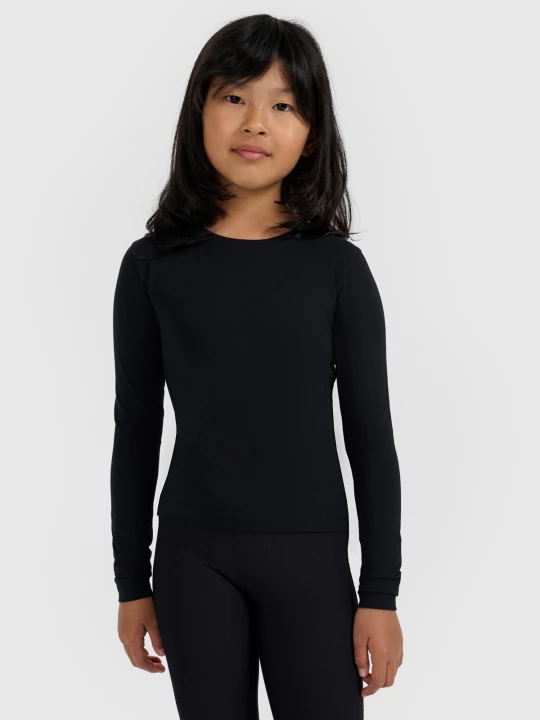 Zdjęcie produktu 4F Longsleeve slim gładki dziewczęcy - czarny 158 (12-13 lat)