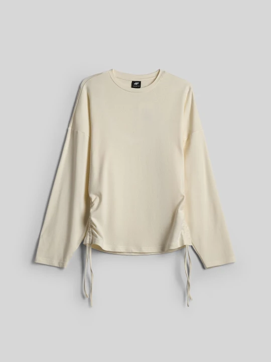 Zdjęcie produktu 4F Longsleeve slim z marszczeniami damski - kremowy M Biały