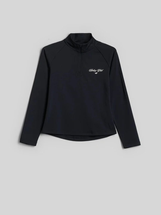 Zdjęcie produktu 4F Longsleeve slim z nadrukiem dziewczęcy - czarny 134/140 (8-10 lat)