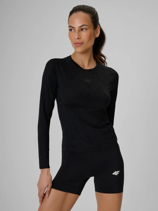 Zdjęcie produktu 4F Longsleeve treningowy slim szybkoschnący damski - czarny XL