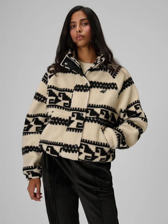 Zdjęcie produktu 4F Polar sherpa oversize ze stójką damski - kremowy S