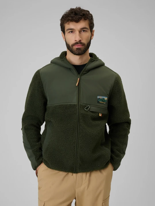 Zdjęcie produktu 4F Polar sherpa regular z kapturem męski - khaki XXL zielony