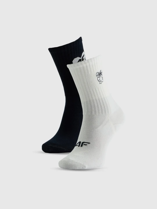 Zdjęcie produktu 4F Skarpetki długie (2-pack) dziewczęce - biały+czarny 38-40