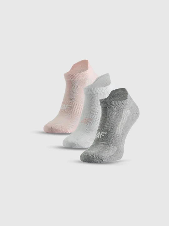 Zdjęcie produktu 4F Skarpetki treningowe krótkie (3-pack) damskie - szare+białe+różowe 35-38