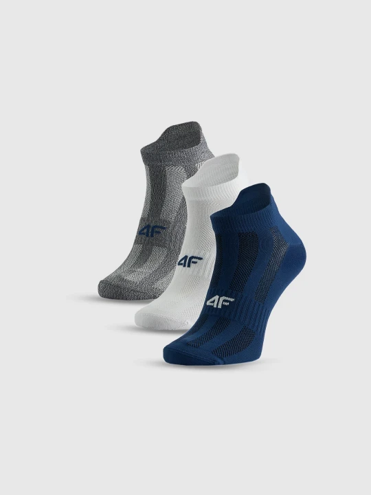 Zdjęcie produktu 4F Skarpetki treningowe krótkie (3-pack) męskie - szare+białe+granatowe 43-46