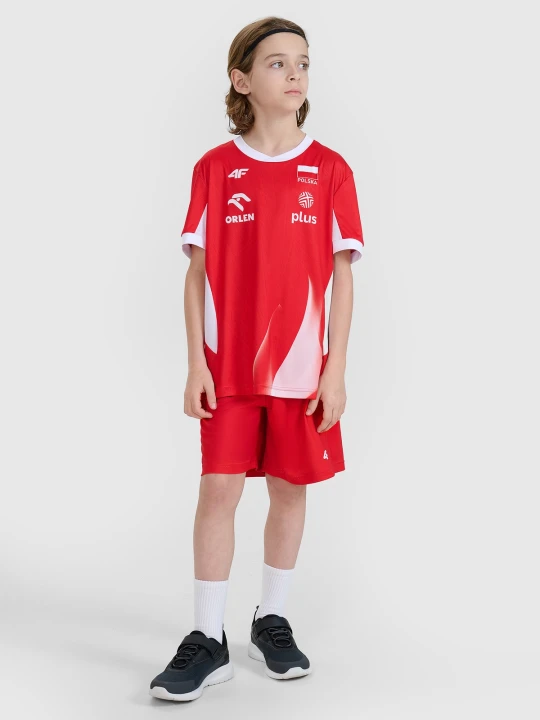 Zdjęcie produktu 4F Spodenki meczowe replika dziecięce 4F x Polska Siatkówka - czerwone 98 / 104