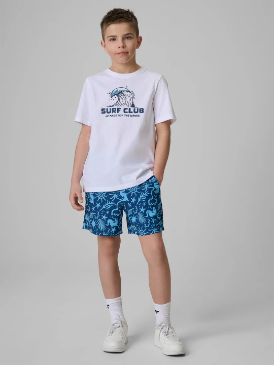 Zdjęcie produktu 4F Spodenki plażowe boardshorty chłopięce - niebieskie 122 / 128 (6-8 lat)