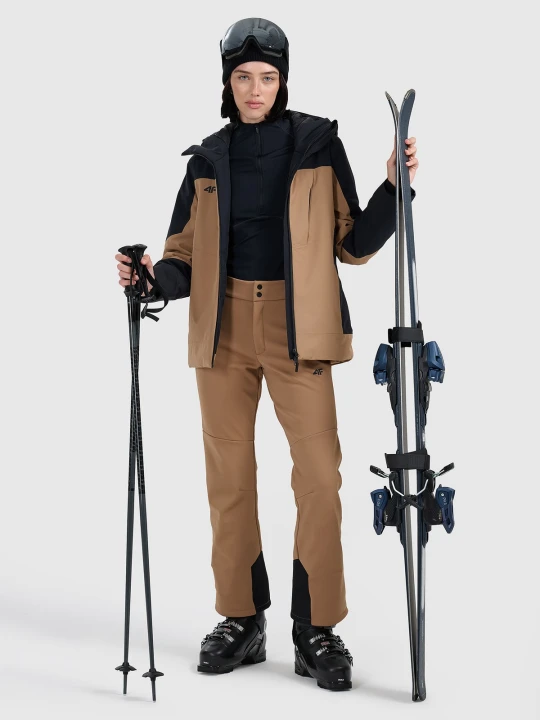 Zdjęcie produktu 4F Spodnie narciarskie softshell membrana 10000 damskie - brązowe XS