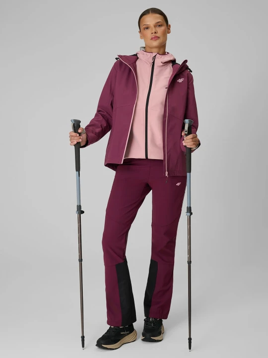 Zdjęcie produktu 4F Spodnie trekkingowe membrana 8000 damskie - burgundowe L Burgundowy