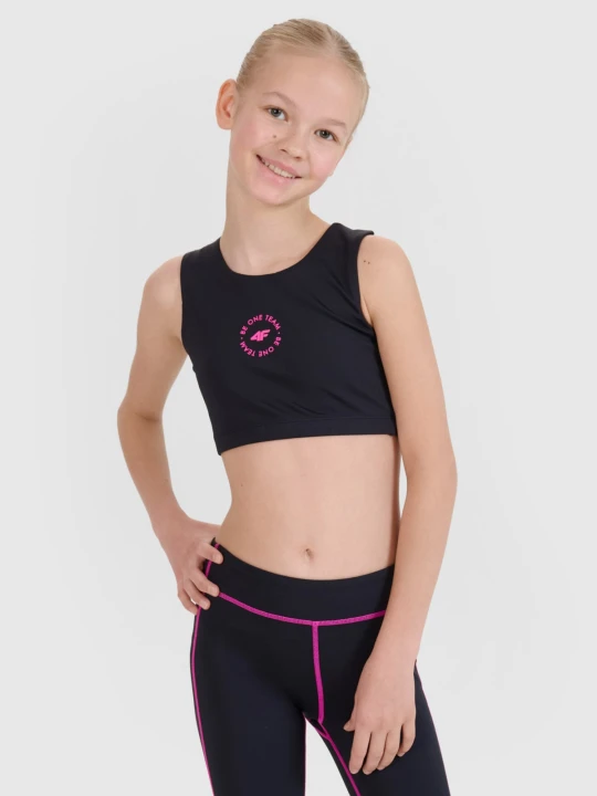 Zdjęcie produktu 4F Stanik sportowy szybkoschnący dziewczęcy - czarny 158 / 164 (12-14 lat)