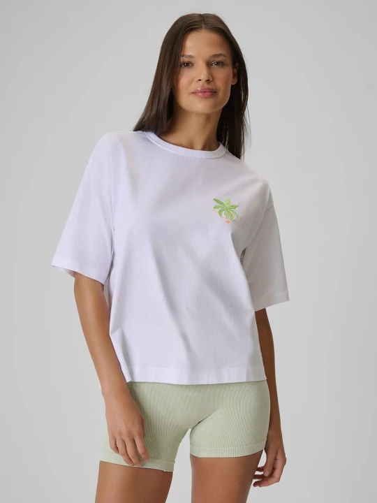 Zdjęcie produktu 4F T-shirt boxy z nadrukiem damski - biały XL