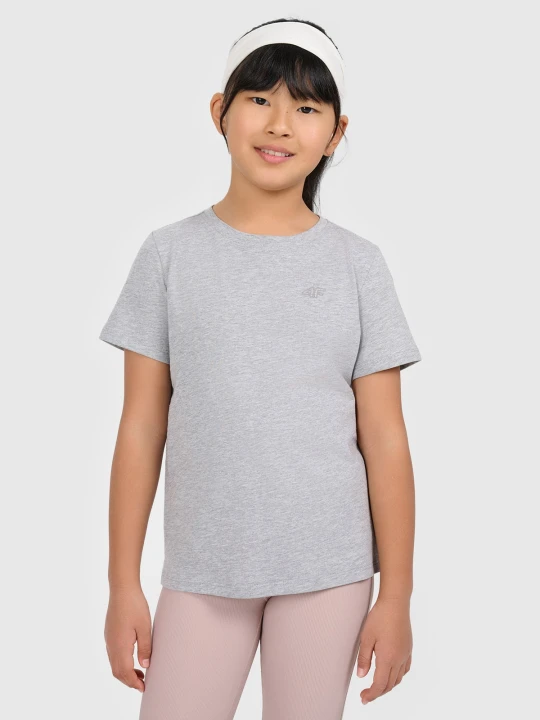 Zdjęcie produktu 4F T-shirt gładki dziewczęcy - szary 122 (6-7 lat)