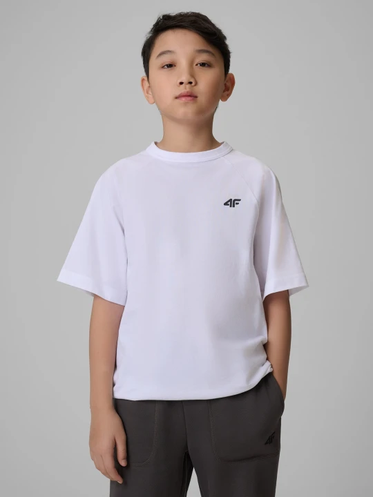 Zdjęcie produktu 4F T-shirt loose gładki chłopięcy - biały 122 (6-7 lat)