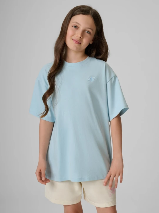 Zdjęcie produktu 4F T-shirt loose gładki dziewczęcy - niebieski 146 / 152 (10-12 lat)