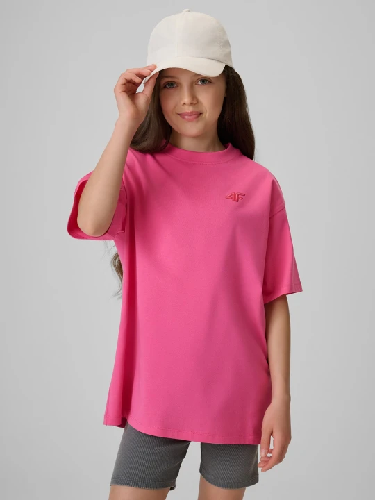 Zdjęcie produktu 4F T-shirt loose gładki dziewczęcy - różowy 158 / 164 (12-14 lat)