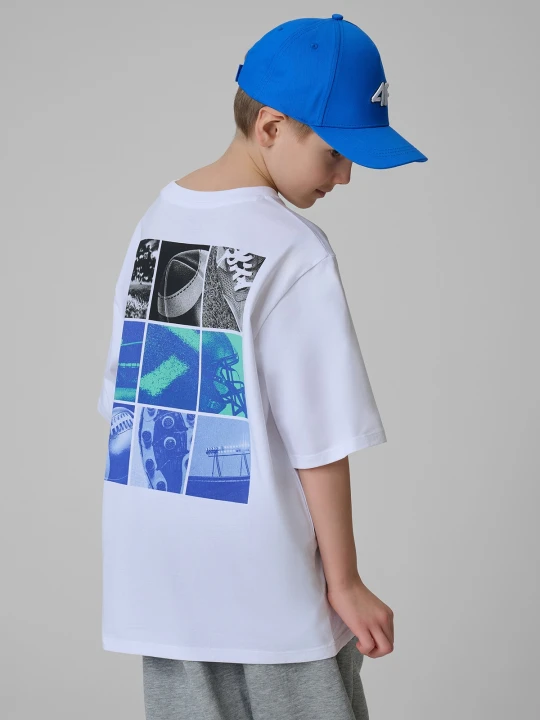 Zdjęcie produktu 4F T-shirt loose z nadrukiem chłopięcy - biały 122 / 128 (6-8 lat)