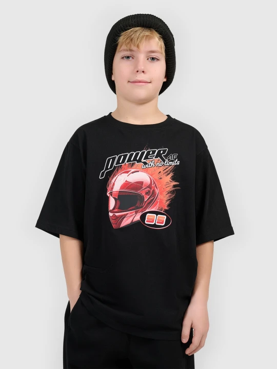 Zdjęcie produktu 4F T-shirt loose z nadrukiem chłopięcy - czarny 158/164 (12-14 lat)