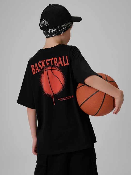 Zdjęcie produktu 4F T-shirt loose z nadrukiem chłopięcy - czarny 122 / 128 (6-8 lat)