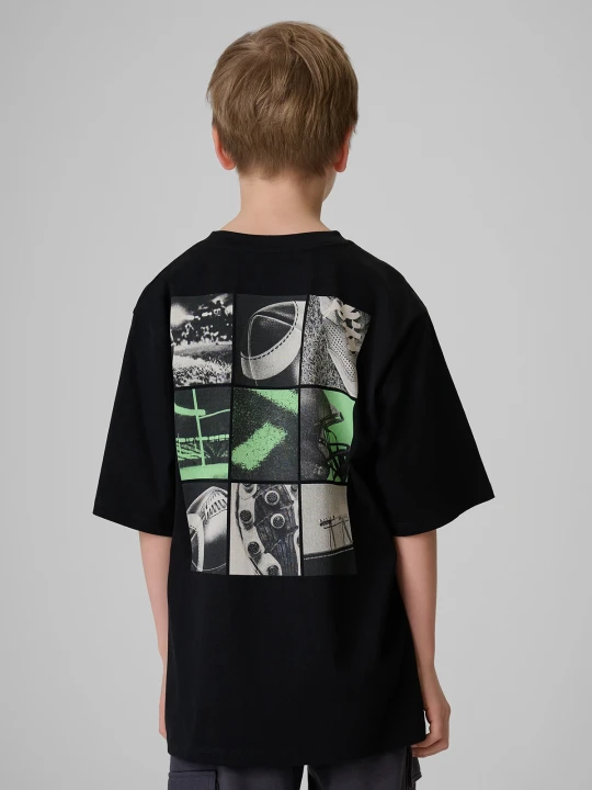 Zdjęcie produktu 4F T-shirt loose z nadrukiem chłopięcy - czarny 146 / 152 (10-12 lat)
