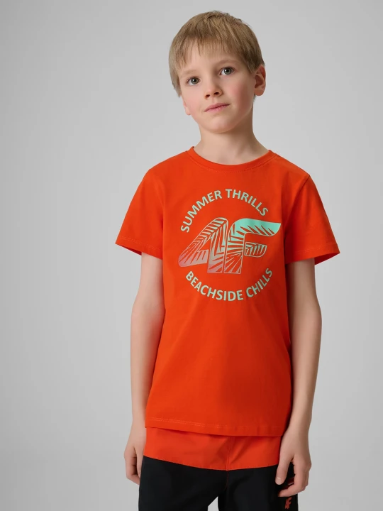 Zdjęcie produktu 4F T-shirt loose z nadrukiem chłopięcy - czerwony 134 (8-9 lat)