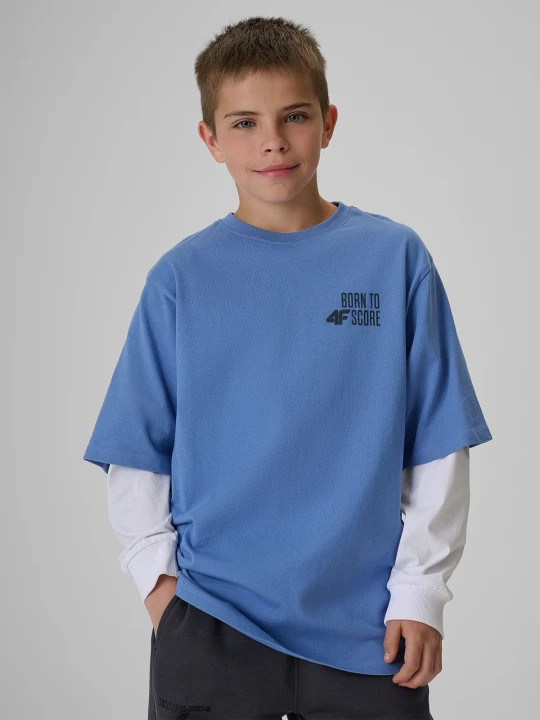 Zdjęcie produktu 4F T-shirt loose z nadrukiem chłopięcy - denim 146 / 152 (10-12 lat)