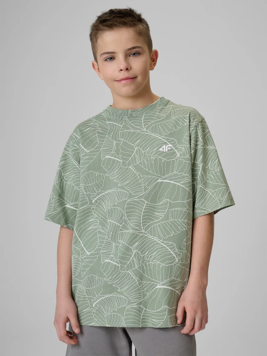 Zdjęcie produktu 4F T-shirt loose z nadrukiem chłopięcy - miętowy 152 (11-12 lat) Turkusowy