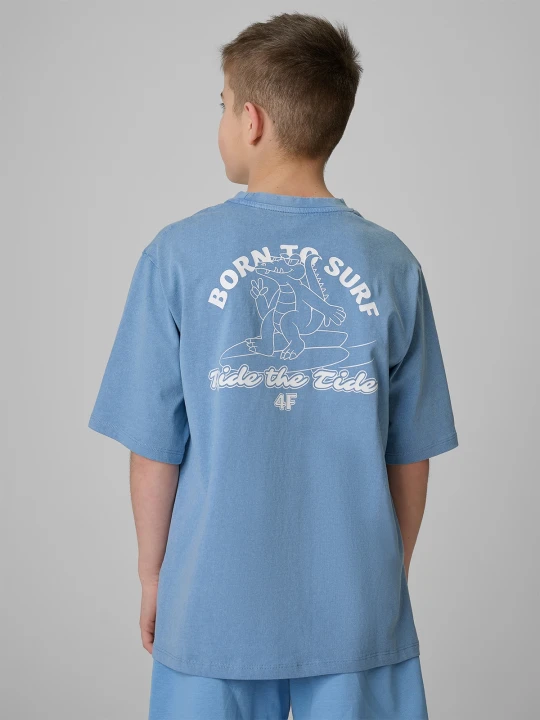 Zdjęcie produktu 4F T-shirt loose z nadrukiem chłopięcy - niebieski 158/164 (12-14 lat)