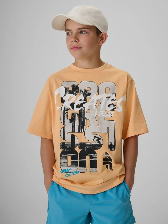 Zdjęcie produktu 4F T-shirt loose z nadrukiem chłopięcy - pomarańczowy 158 / 164 (12-14 lat)