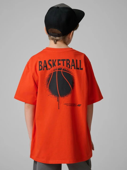 Zdjęcie produktu 4F T-shirt loose z nadrukiem chłopięcy - pomarańczowy 134/140 (8-10 lat)