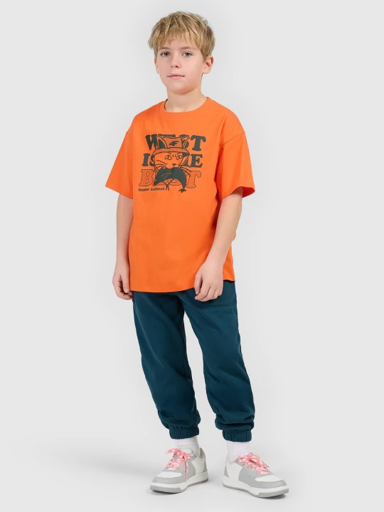 Zdjęcie produktu 4F T-shirt loose z nadrukiem chłopięcy - pomarańczowy 128 (7-8 lat)