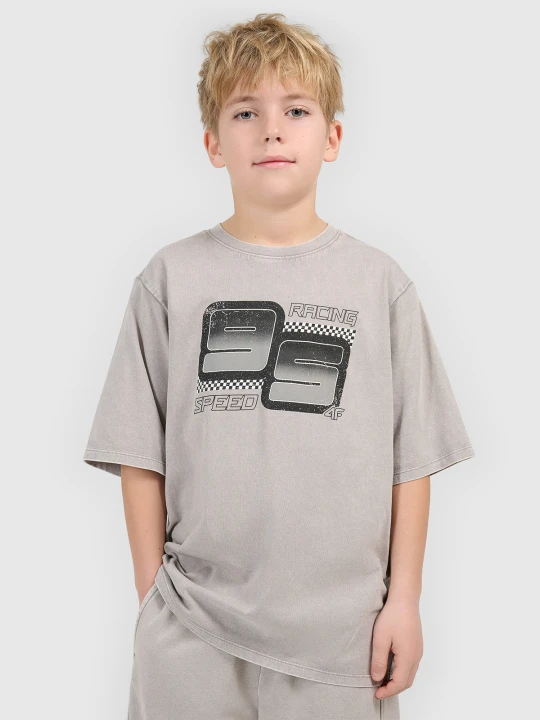 Zdjęcie produktu 4F T-shirt loose z nadrukiem chłopięcy - szary 122 / 128 (6-8 lat)