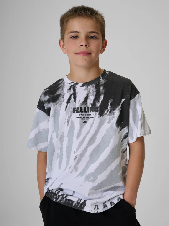 Zdjęcie produktu 4F T-shirt loose z nadrukiem chłopięcy - szary 134 / 140 (8-10 lat)