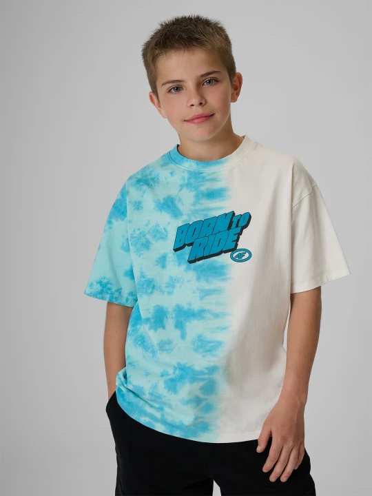 Zdjęcie produktu 4F T-shirt loose z nadrukiem chłopięcy - turkusowy 122 / 128 (6-8 lat)