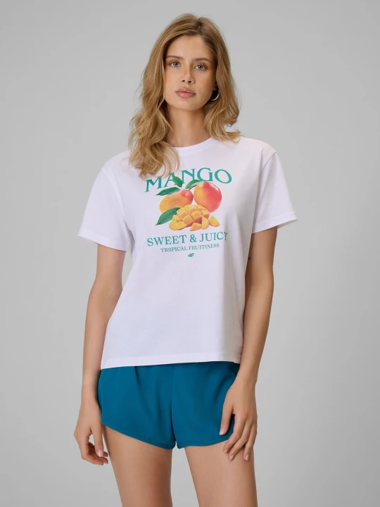 Zdjęcie produktu 4F T-shirt loose z nadrukiem damski - biały S