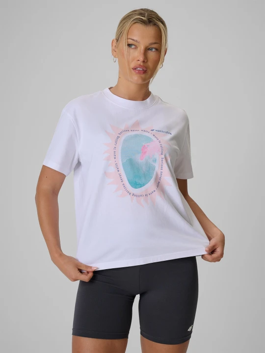 Zdjęcie produktu 4F T-shirt loose z nadrukiem damski - biały L