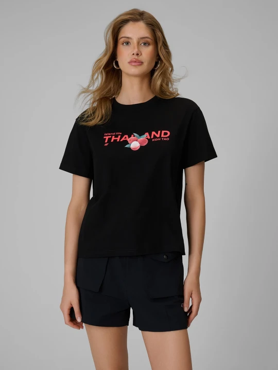 Zdjęcie produktu 4F T-shirt loose z nadrukiem damski - czarny L