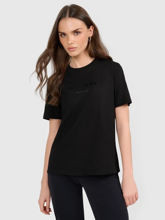 Zdjęcie produktu 4F T-shirt loose z nadrukiem damski - czarny S