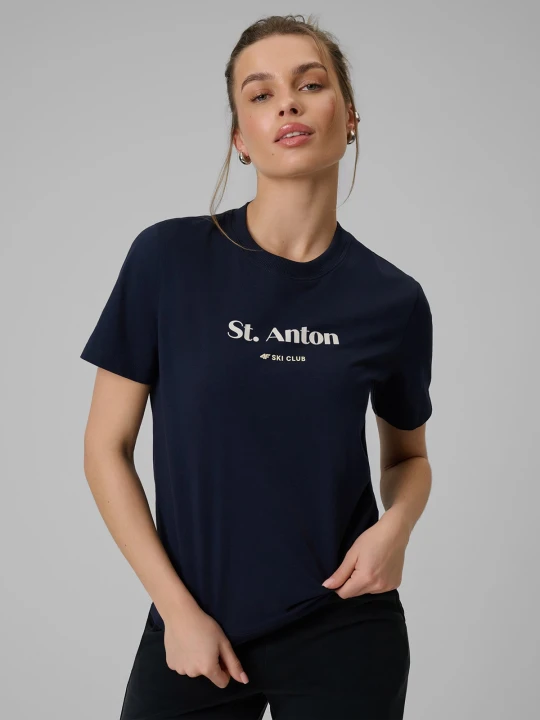 Zdjęcie produktu 4F T-shirt loose z nadrukiem damski - granatowy S
