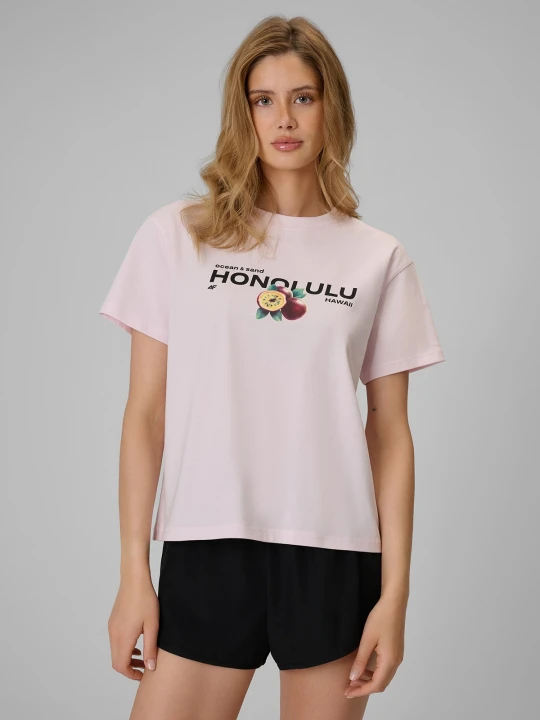 Zdjęcie produktu 4F T-shirt loose z nadrukiem damski - różowy XS