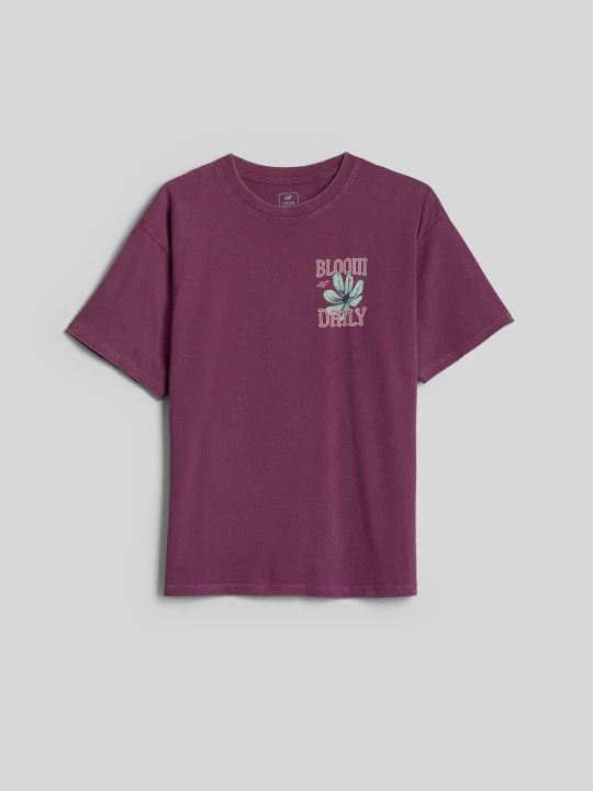 Zdjęcie produktu 4F T-shirt loose z nadrukiem dziewczęcy - fioletowy 134/140 (8-10 lat)