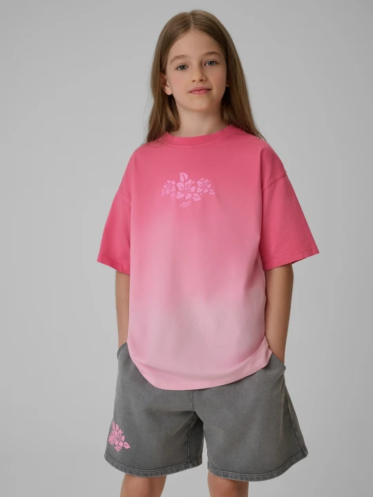 Zdjęcie produktu 4F T-shirt loose z nadrukiem dziewczęcy - multikolor 158 / 164 (12-14 lat)