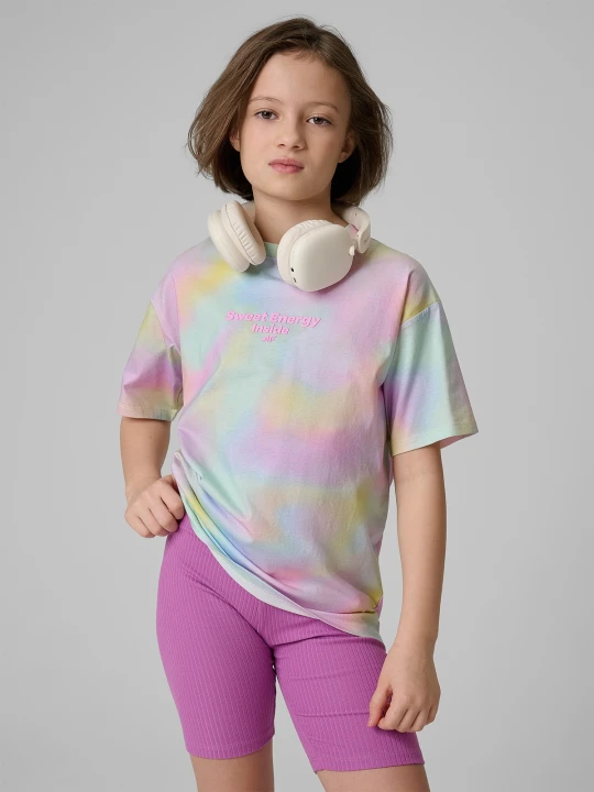 Zdjęcie produktu 4F T-shirt loose z nadrukiem dziewczęcy - multikolor 146/152 (10-12 lat)